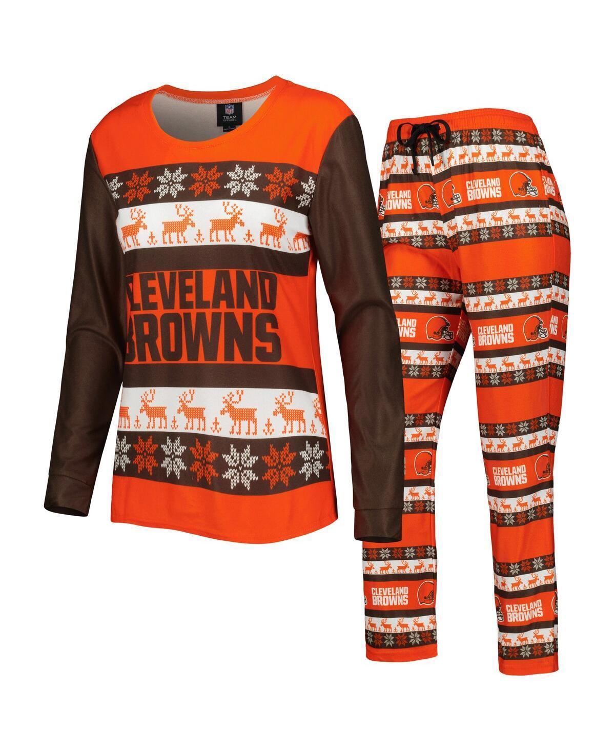 Womens FOCO Cleveland Browns Holiday Ugly Pajama Set Product Image