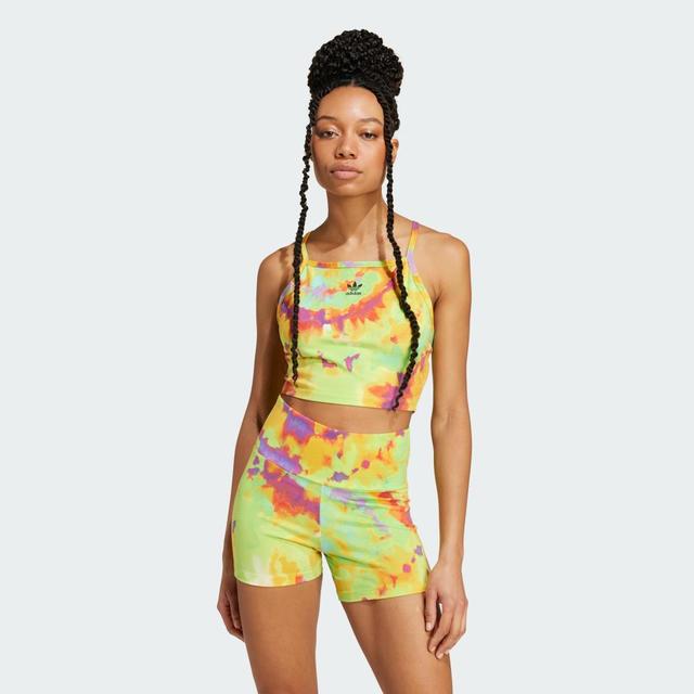 adidas Tie-Dyed Crop Top Yellow S Womens Product Image