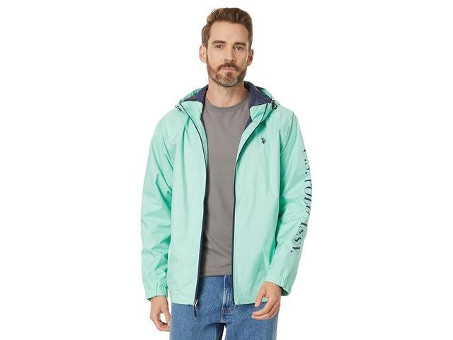 U.S. POLO ASSN. USPA Signature Sleeve Hooded Windbreaker (Jade Heather) Men's Clothing Product Image