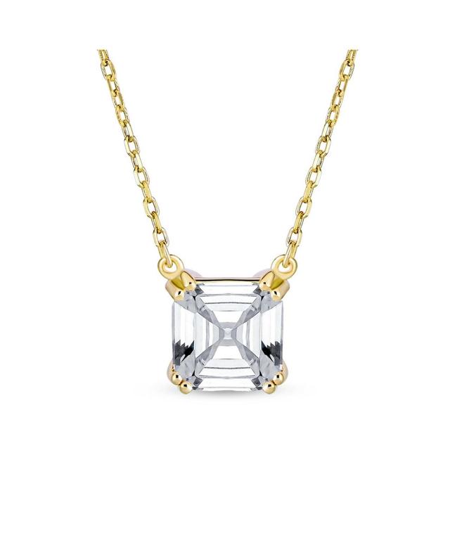 Bling Jewelry Classic 2 Ctw Solitaire Square Cubic Zirconia Aaa Cz Royal Asscher Cut Necklace Pendant For Women 14K Yellow Gold Plated .925 Sterling S Product Image