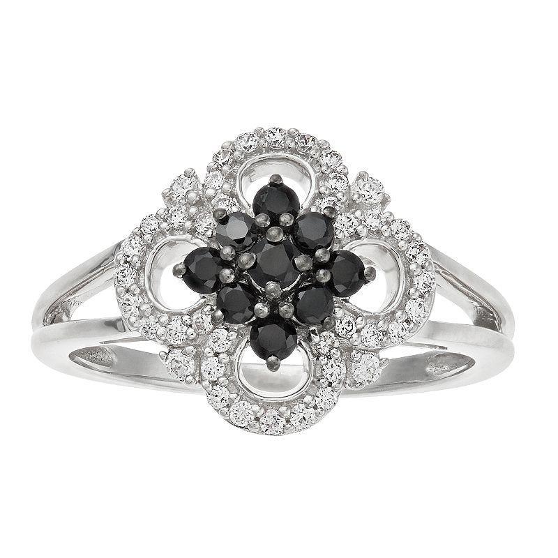 Sterling Silver Clover 1/2 Carat T.W. Diamond Ring, Womens Black Product Image