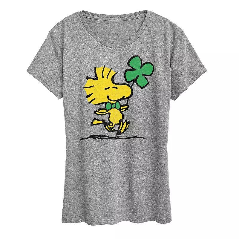 Womens Peanuts Woodstock Clover Graphic Tee Green Product Image