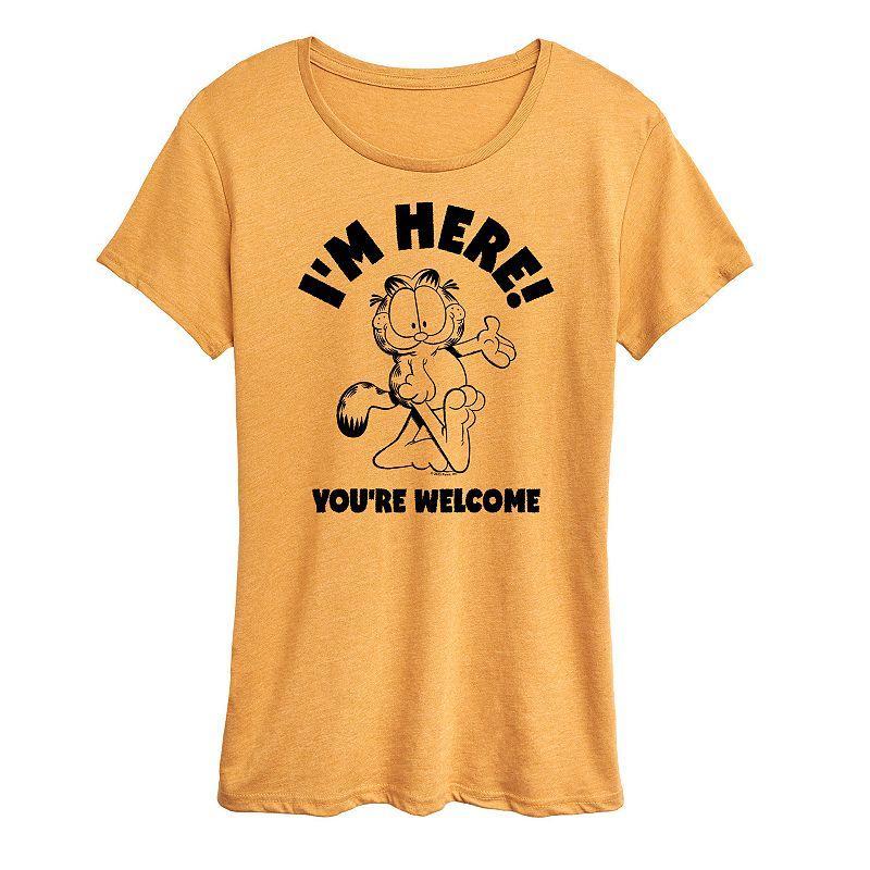 Womens Garfield Im Here Youre Welcome Graphic Tee, Girls Grey Royal Blue Product Image