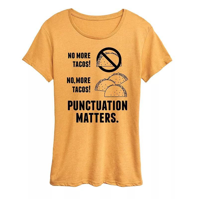 Womens Tacos Punctuation Matters Graphic Tee Grey Gray Product Image