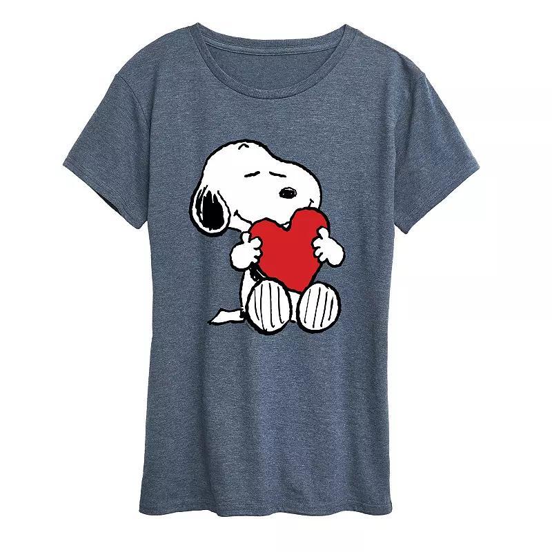 Womens Peanuts Snoopy Valentines Hugging Heart Graphic Tee Product Image