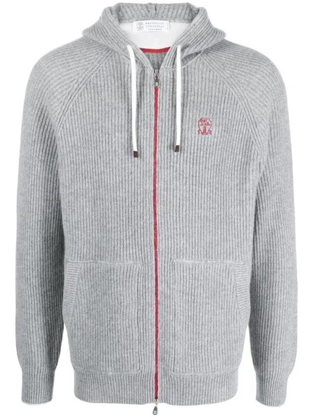 Cashmere Zipped Hoodie In Grey Product Image