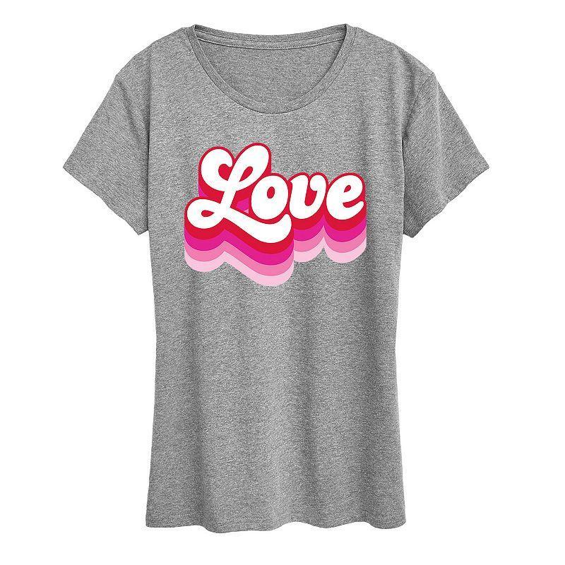 Womens Retro Love Graphic Tee Med Grey Product Image