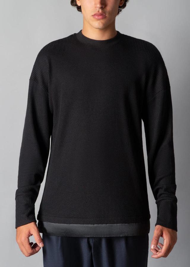 Mica Hem-Pull Crew Black Product Image