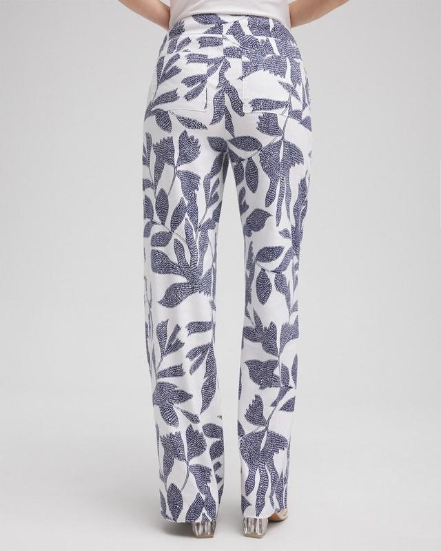 Linen Blend Leaf Print Pants Product Image