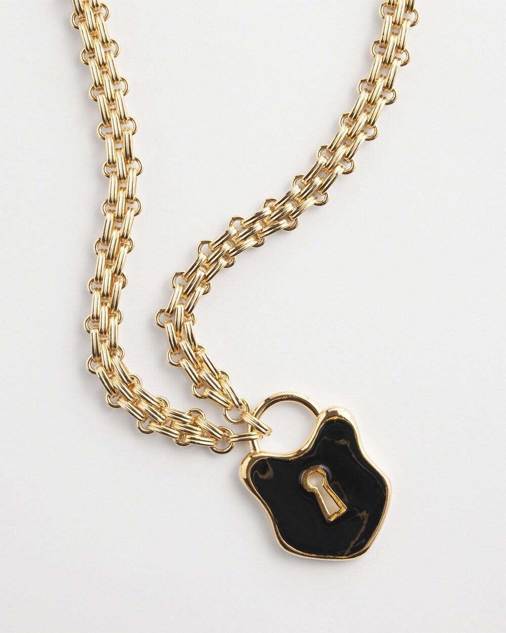 Black and Gold-tone Lock Pendant Product Image