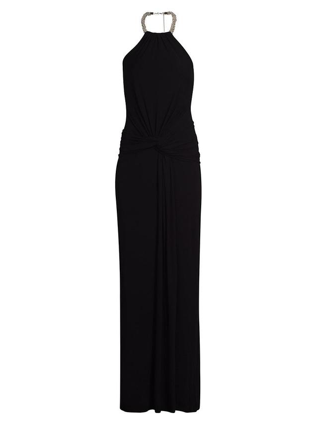 Womens Annabelle Embellished Halter Gown Product Image