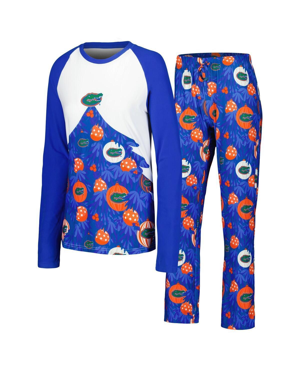 Womens Concepts Sport Royal Florida Gators Tinsel Ugly Sweater Long Sleeve T-Shirt & Pants Sleep Set Product Image