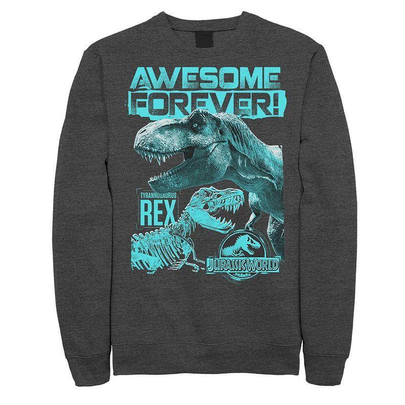 Mens Jurassic World Two T-Rex Awesome Forever Sweatshirt Grey Heather Product Image