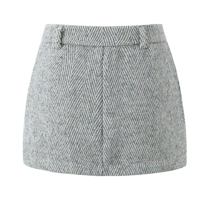 Mid Waist Chevron Mini Pencil Skirt Product Image