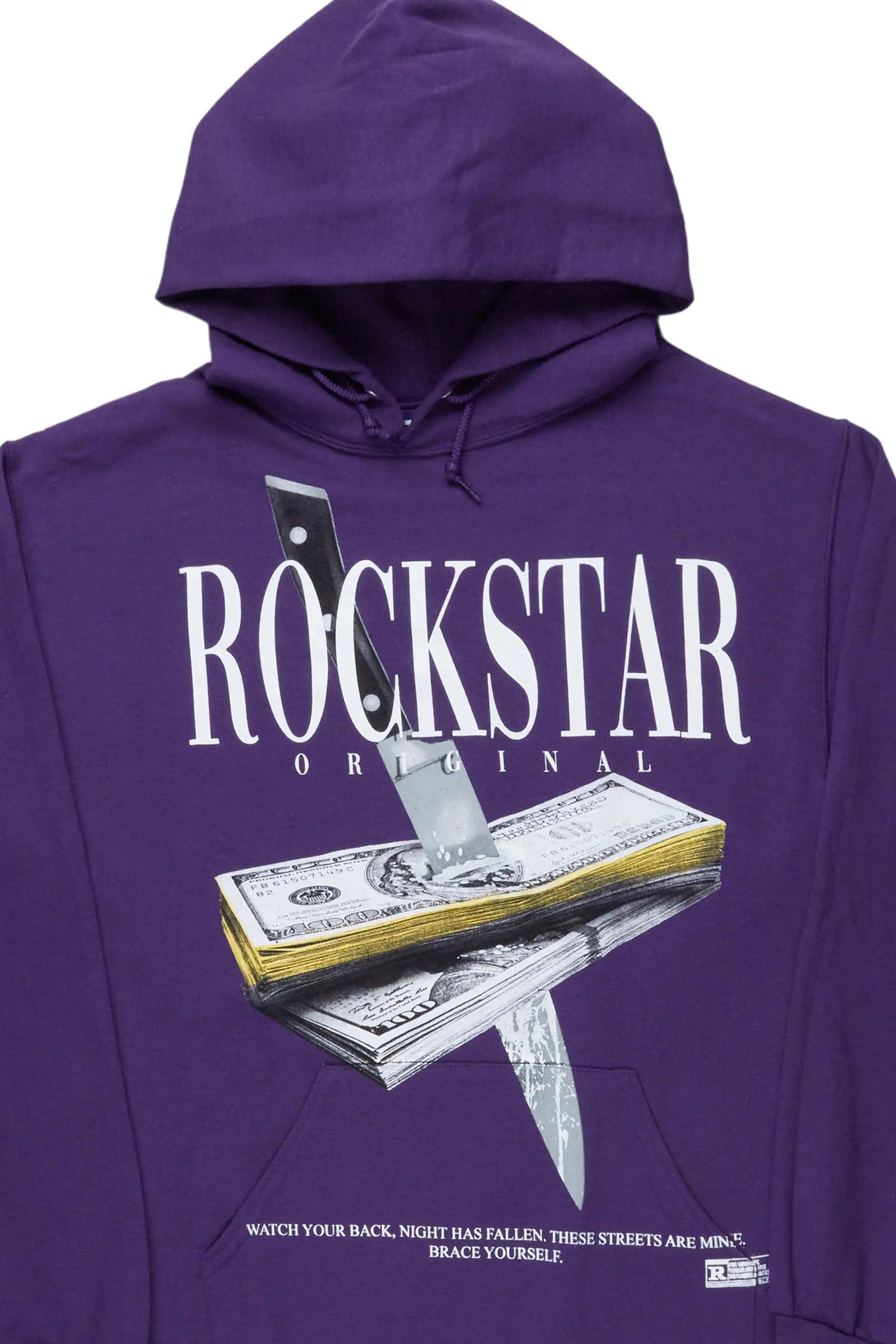 Dayte Nite Purple Graphic Hoodie Male Product Image