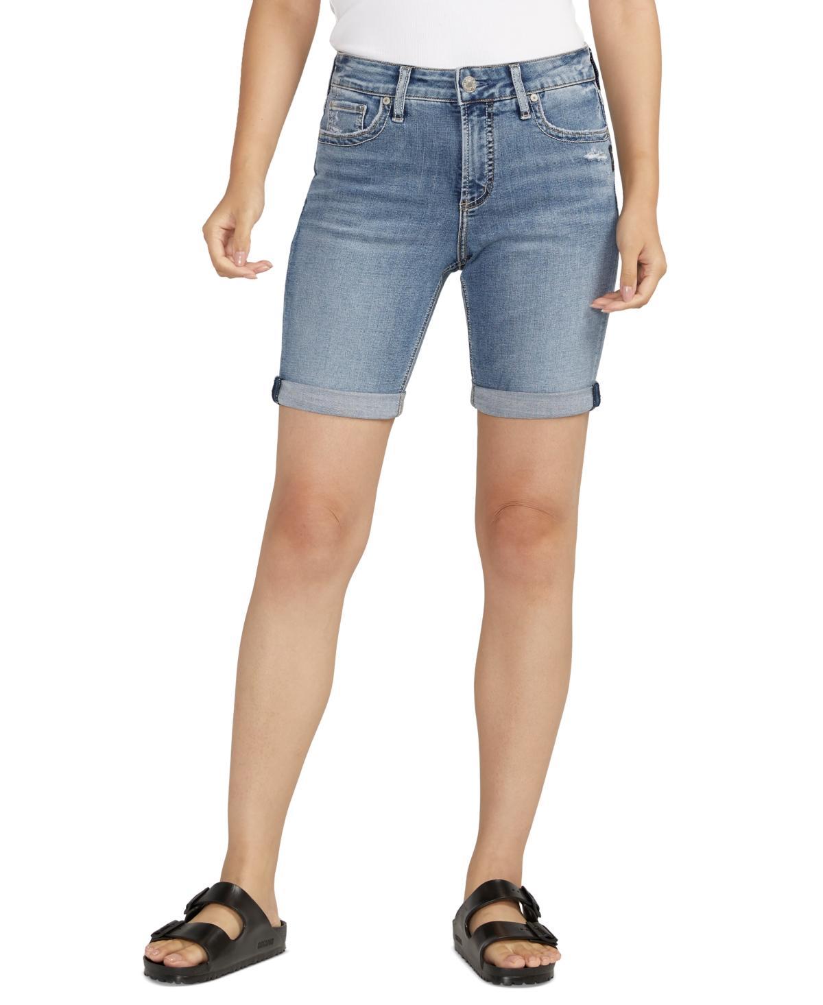 Silver Jeans Co. Womens Elyse Mid-Rise Denim Bermuda Shorts Product Image