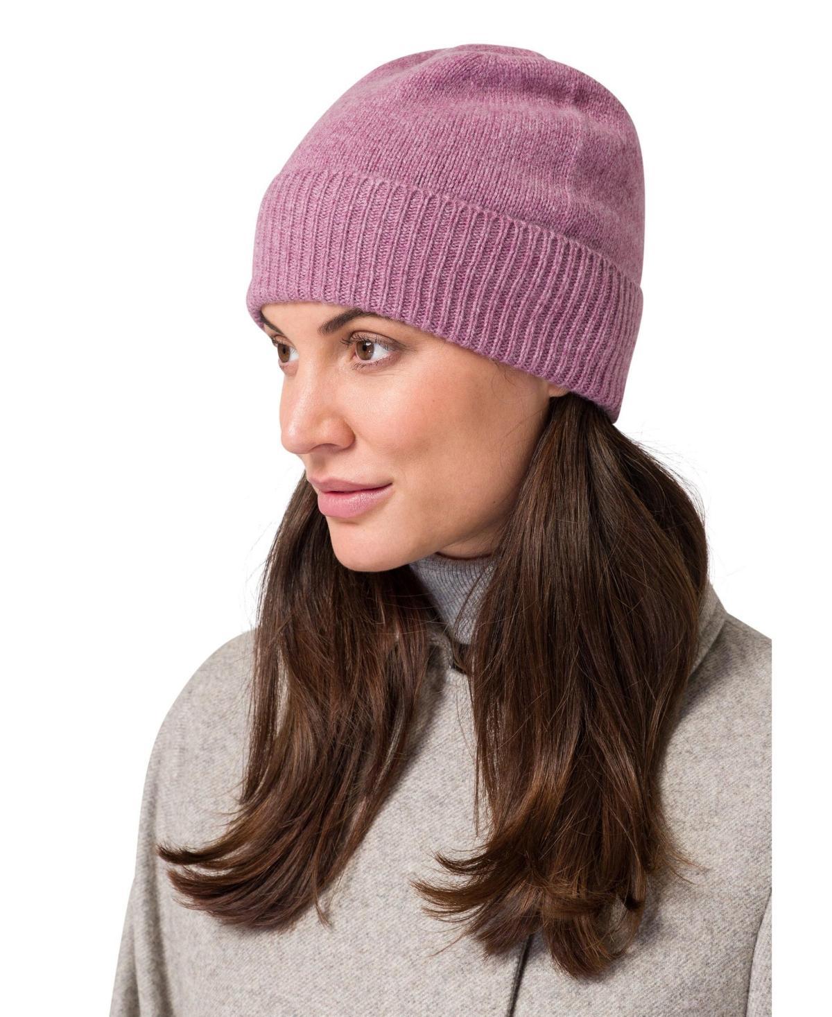 Style Republic 100% Pure Cashmere Womens Ribbed Cuff Beanie Product Image