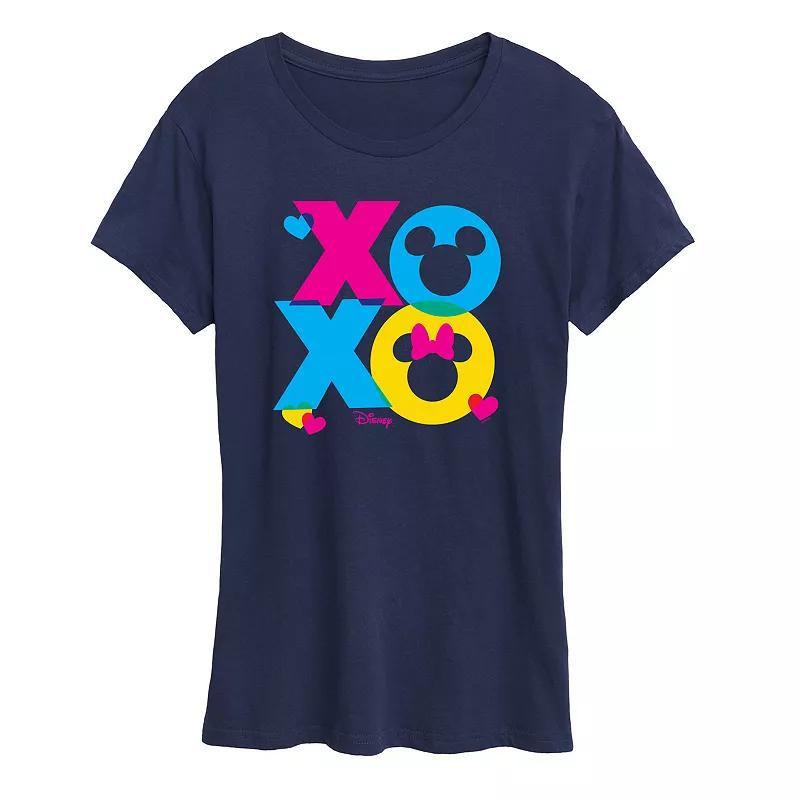 Disneys Mickey & Minnie Mouse Womens XOXO Stacked Graphic Tee Blue Product Image