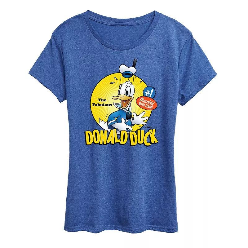 Disneys Donald Duck Womens Fabulous Graphic Tee Grey Royal Blue Product Image