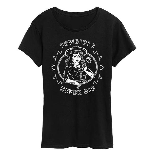 Womens Cowgirls Never Die Graphic Tee Product Image