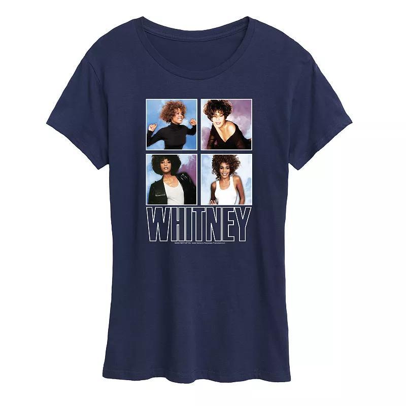 Womens Whitney Houston Grid Graphic Tee Blue Product Image