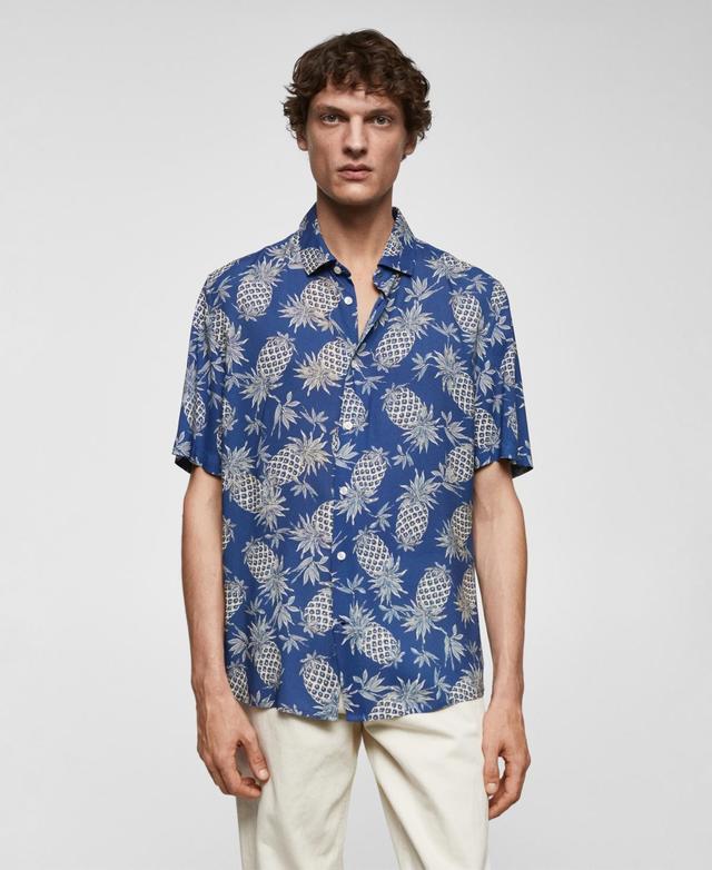 Mango Mens Regular Fit Pineapple Print Shirt Product Image