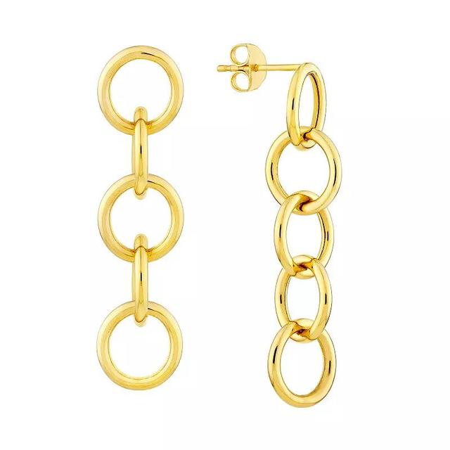 14k Gold Round Link Linear Drop Earrings, Womens Product Image