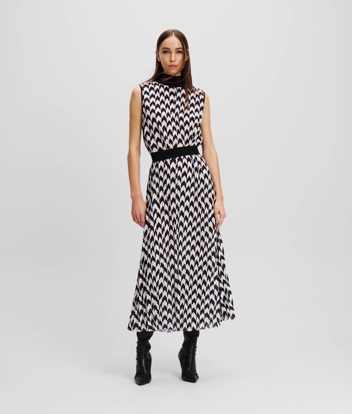 CHEVRON PLEATED DRESS Product Image