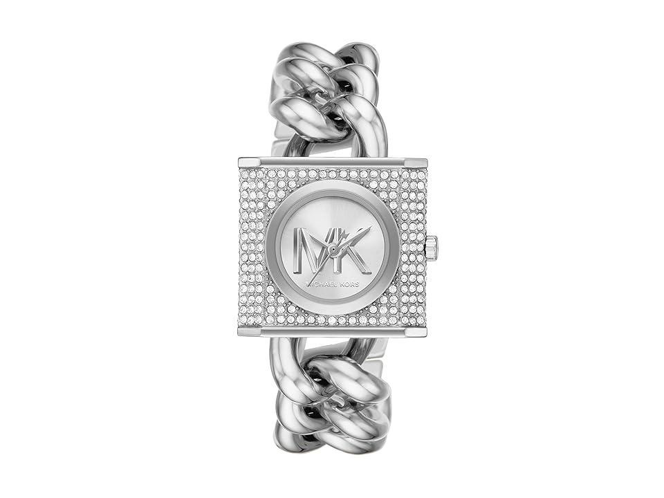 Michael Kors Womens MK Chain Lock Three-Hand Stainless Steel Bracelet Watch Product Image