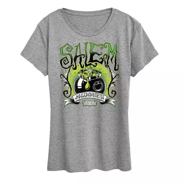 Womens Salem Witchy Collegiate Graphic Tee Grey Gray Product Image