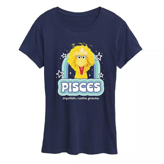 Womens Sesame Street Pisces Big Bird Graphic Tee Blue Product Image