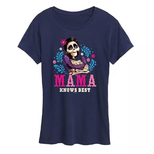 Disneys Coco Womens Mama Knows Best Graphic Tee, Girls Blue Product Image