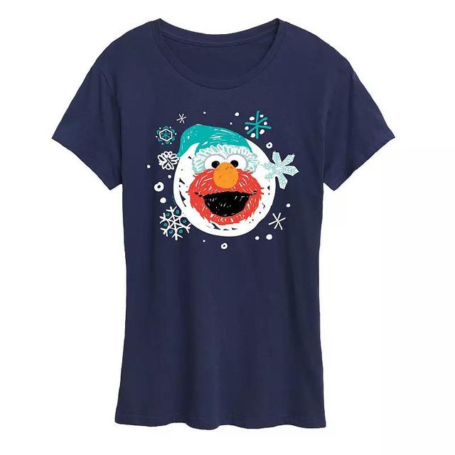 Womens Sesame Street Elmo Snowflake Graphic Tee, Girls Blue Product Image