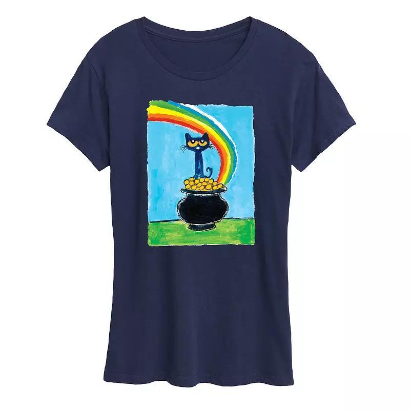 Womens Pete The Cat Rainbow Pot Of Gold Graphic Tee Grey Juniper Product Image