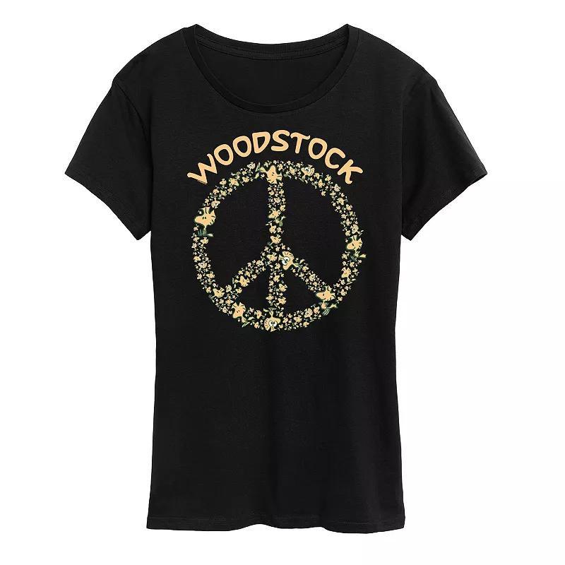 Womens Peanuts Woodstock Peace Sign Graphic Tee, Girls Product Image