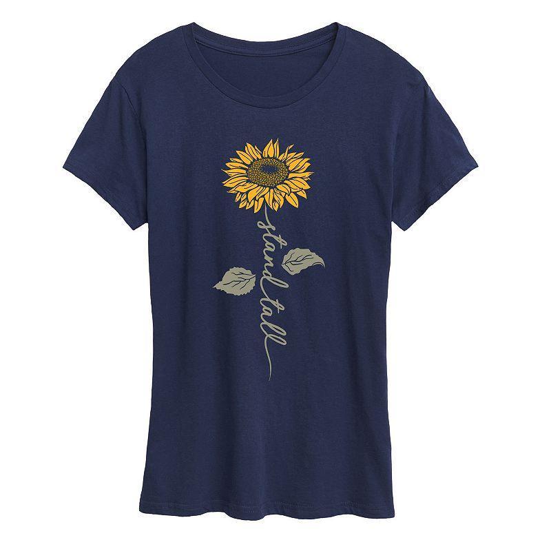 Womens Stand Tall Sunflower Graphic Tee, Girls Blue Product Image