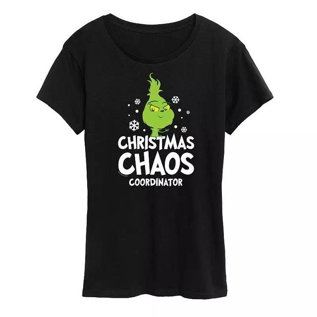 Womens Dr. Seuss Little Grinch Chaos Coordinator Graphic Tee, Girls Grey Heather Product Image