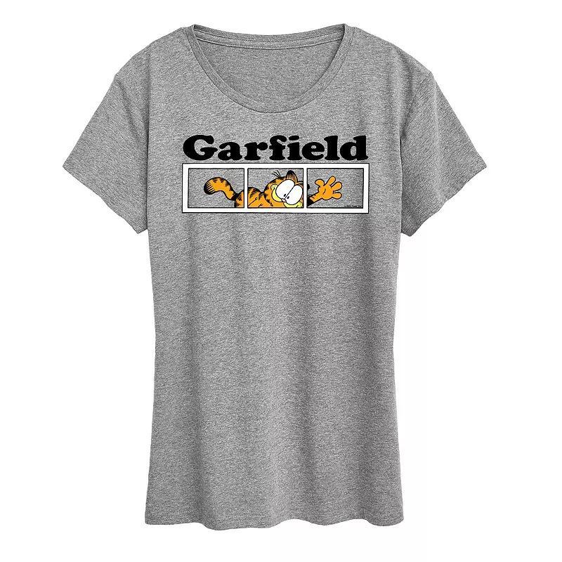 Womens Garfield Panel Logo Graphic Tee Grey Gray Product Image