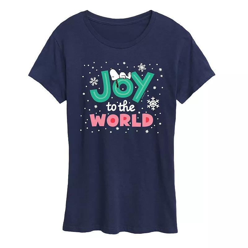 Womens Peanuts Joy To The World Graphic Tee Blue Product Image