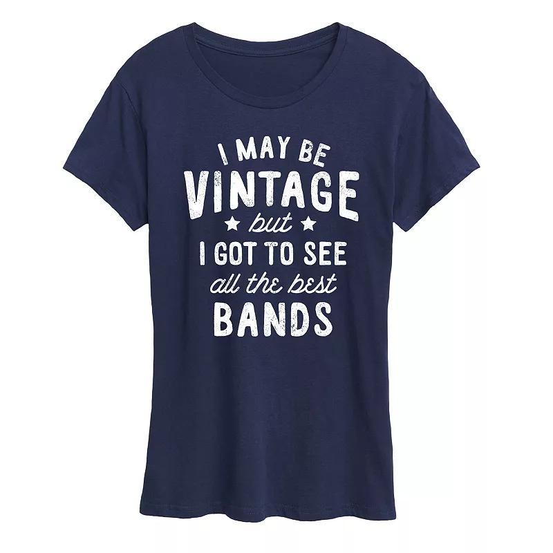 Womens I May Be Vintage Best Bands Graphic Tee Grey Dark Red Product Image