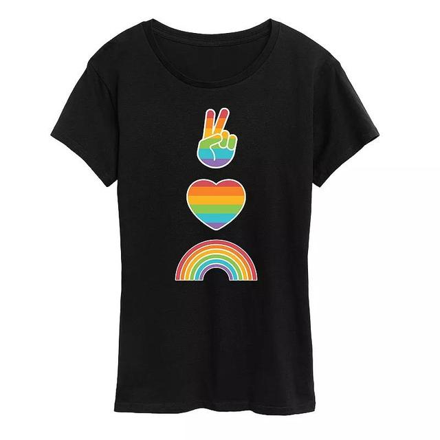 Womens Peace Love Pride Graphic Tee Product Image