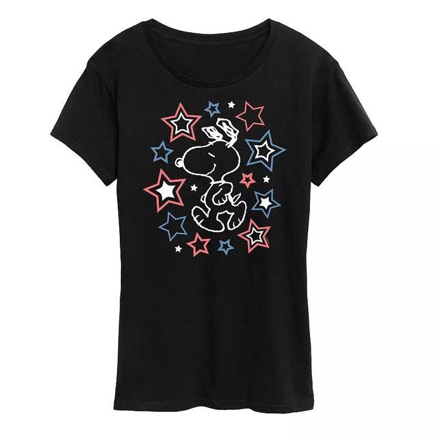 Womens Peanuts Snoopy Stars Graphic Tee Blue Product Image