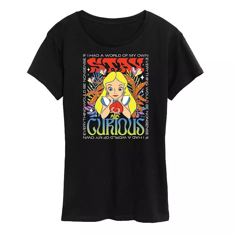 Disneys Alice in Wonderland Womens Stay Curious Graphic Tee, Girls Product Image