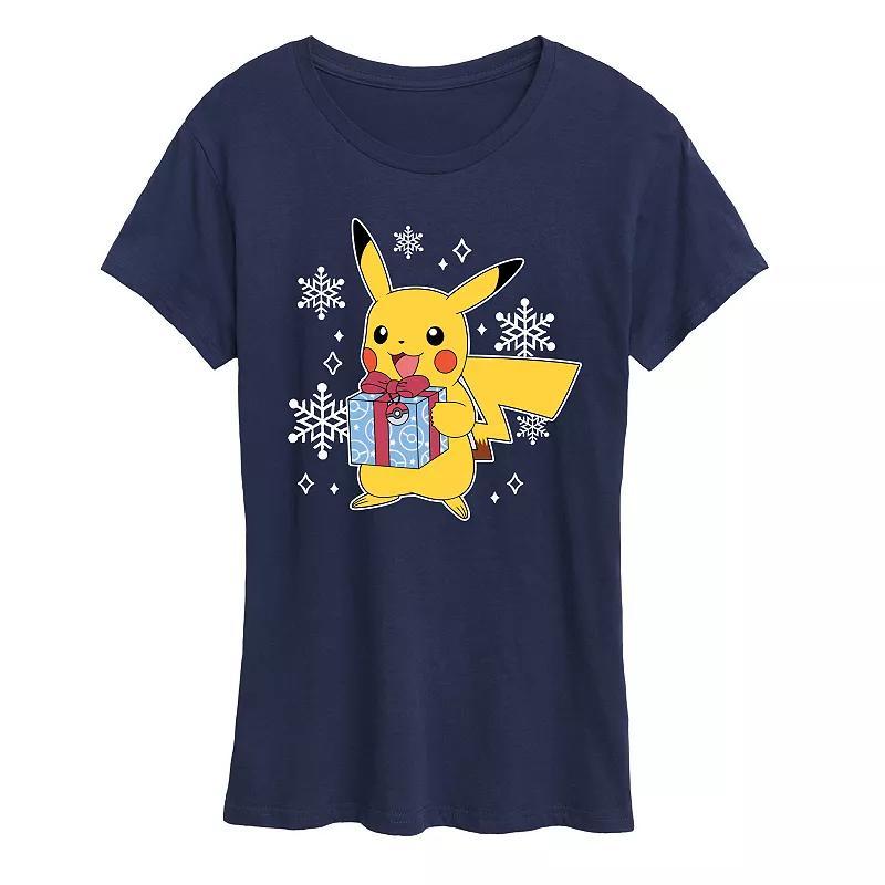 Womens Pokemon Pika Presents Tee, Girls Heather Grey Product Image