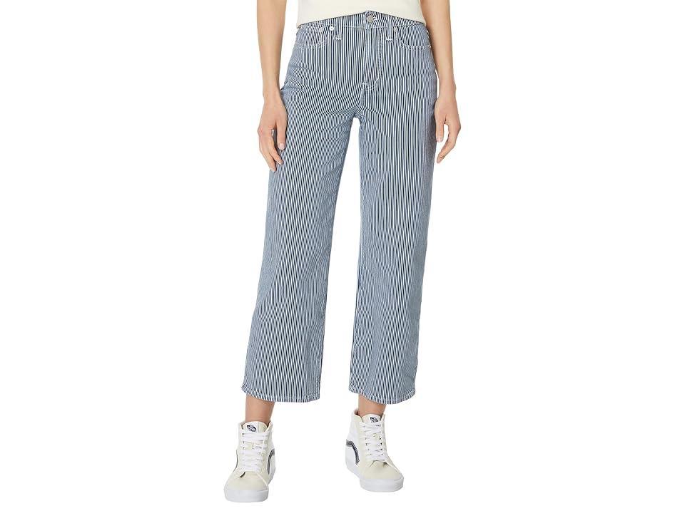 Madewell The Perfect Vintage Wide-Leg Crop Jean in Indigo Railroad Stripe (Indigo Railroad) Women's Jeans Product Image