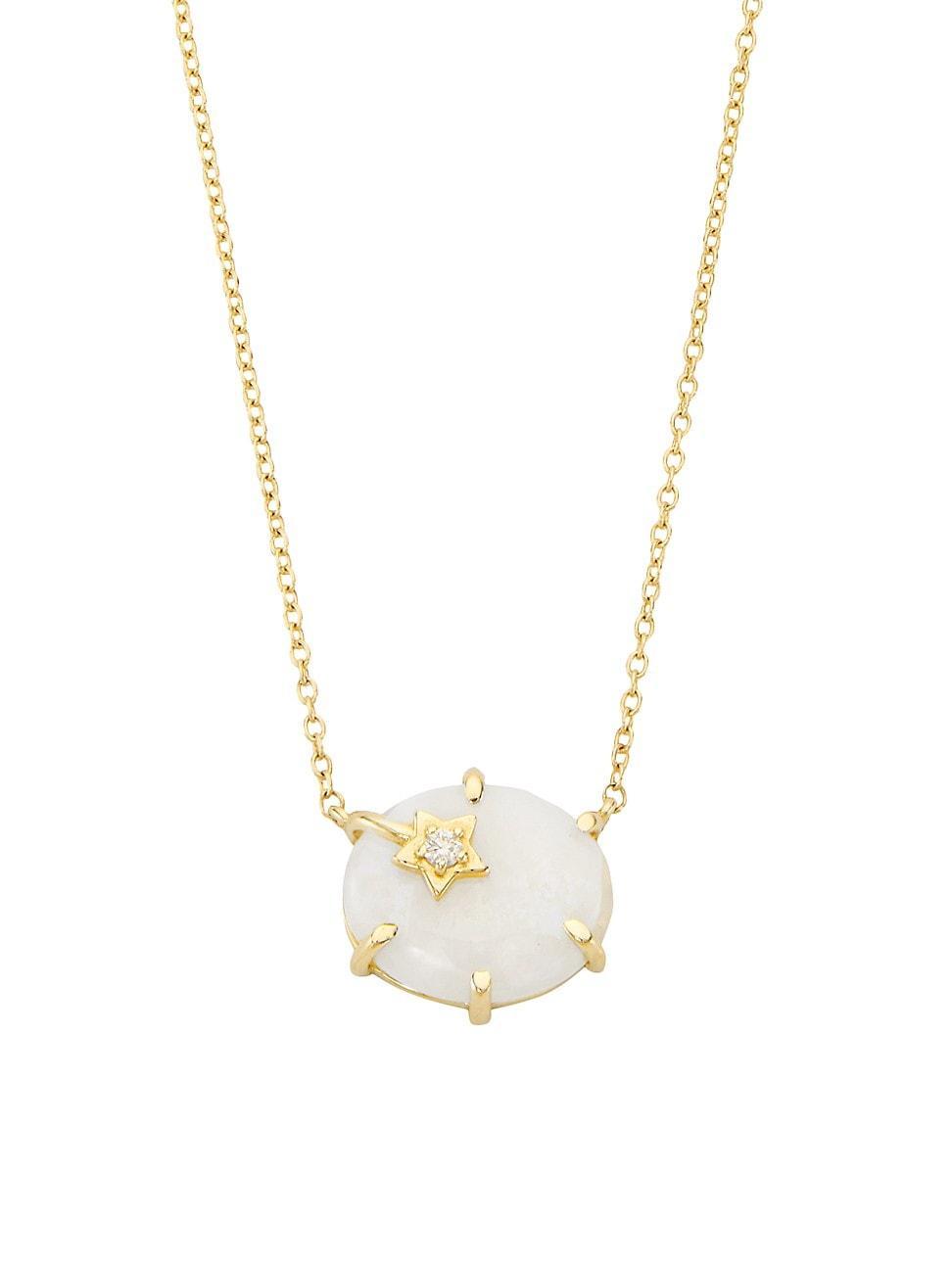 Womens Galaxy Mini 14K-Yellow-Gold & Diamond Star Necklace Product Image