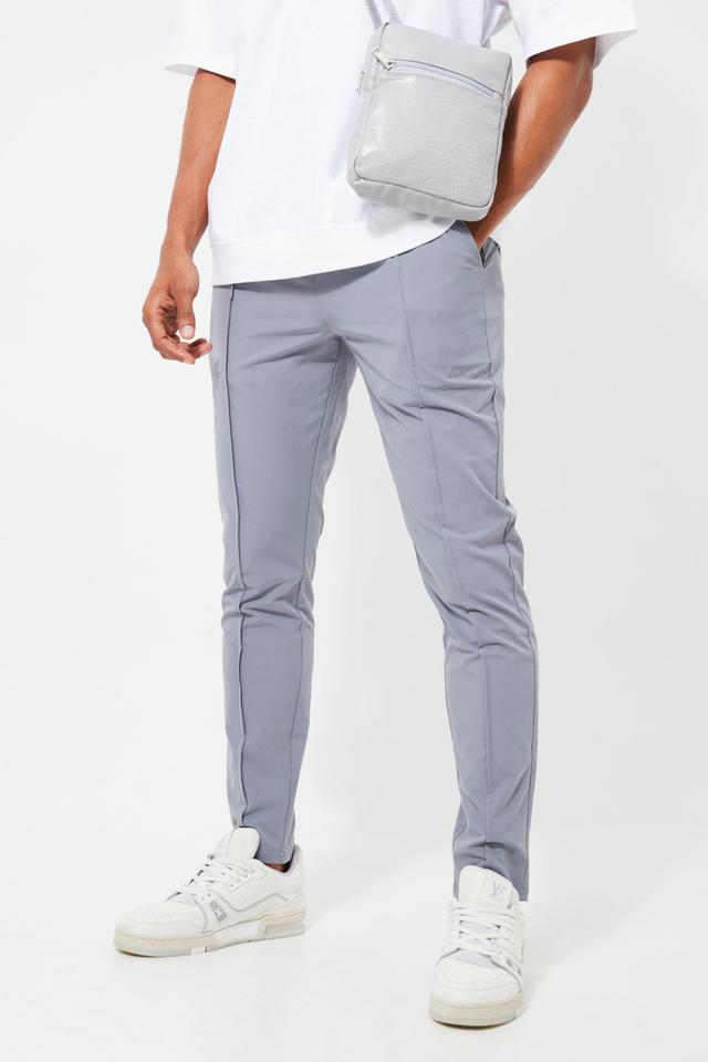 Mens Grey Elasticated Waist Skinny Stretch Golf Trousers, Grey Product Image