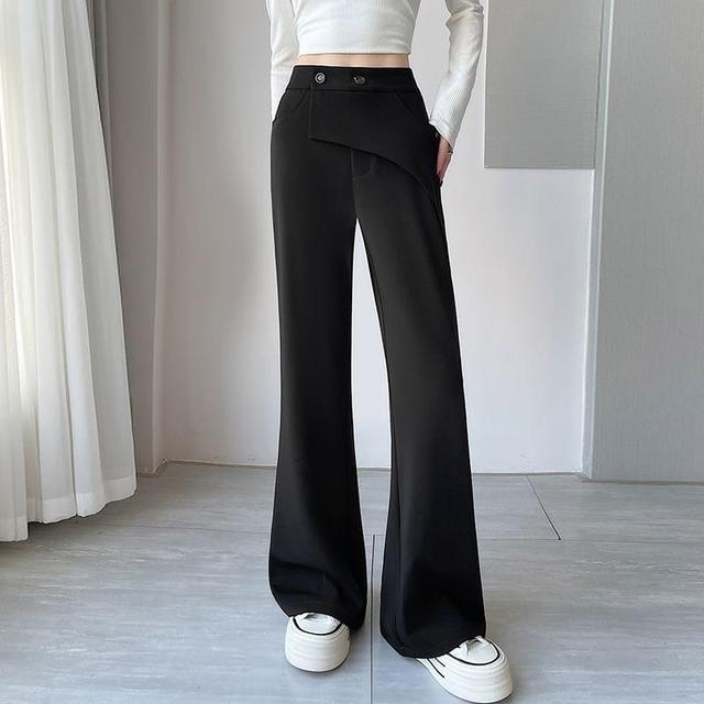 High-Rise Plain Loose Fit Pants Product Image