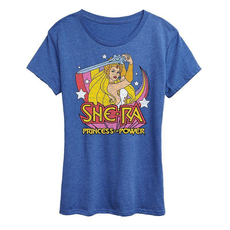 Womens She-Ra Sword Rainbow Graphic Tee, Girls Grey Blue Product Image