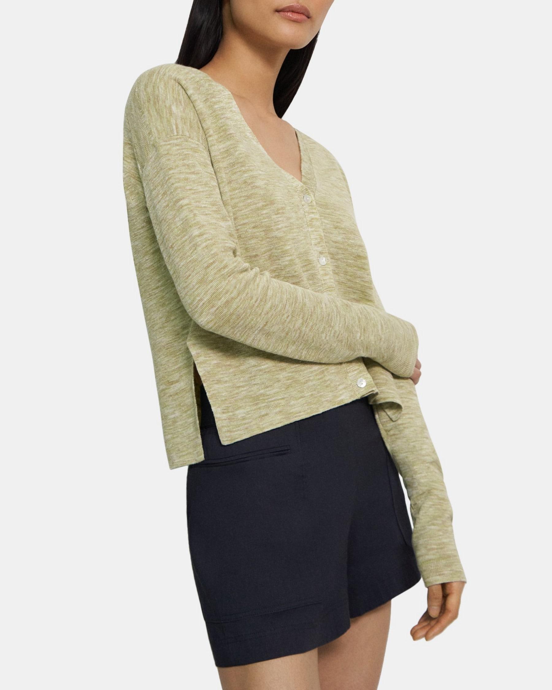 Cropped Cardigan in Space-Dyed Linen Product Image